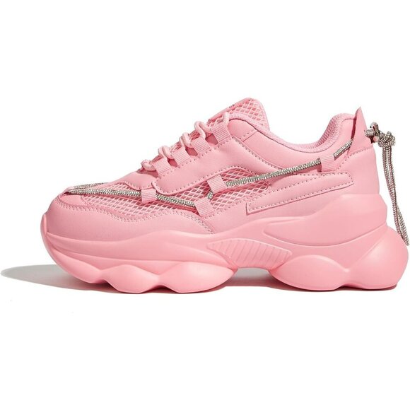 Shoes - Women's 90s Chunky Sneakers Rope Platform Casual Thick Rave Walking Shoes Pink
